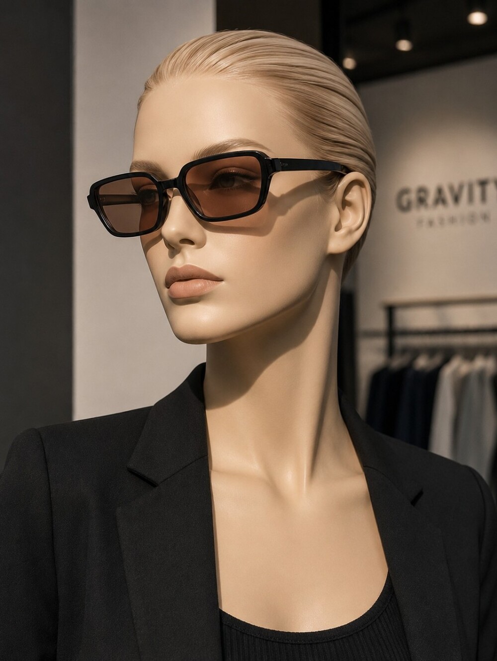 Classic Black Frame Sunglasses with Brown Lenses
